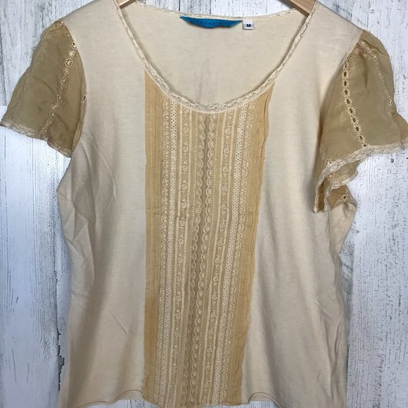 Johnny Was Tops - Johnny Was Tan Cap Sleeve Top